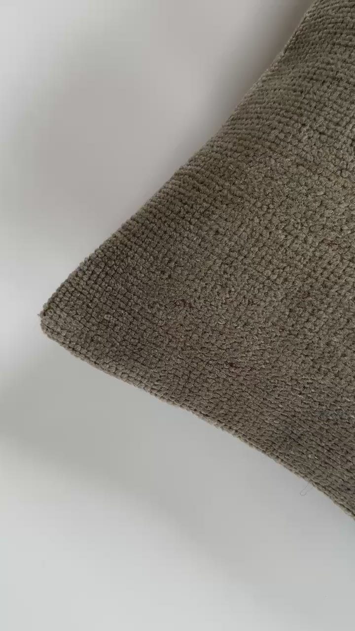 Handmade Textured Grey Turkish Rug Cushion Cover 16''x16'' / 41x41 CM