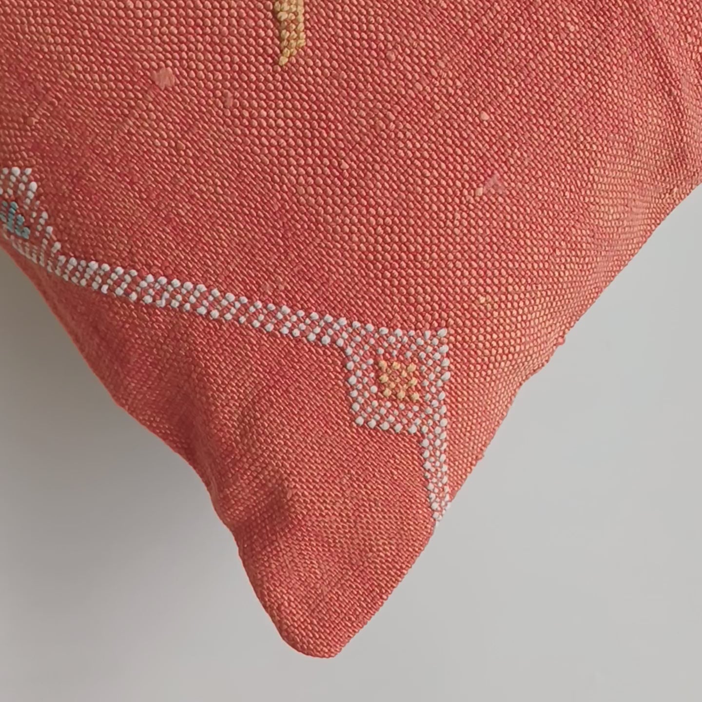 Moroccan Handmade Red Cactus Silk Cushion Cover 20''x20'' / 50x50 CM