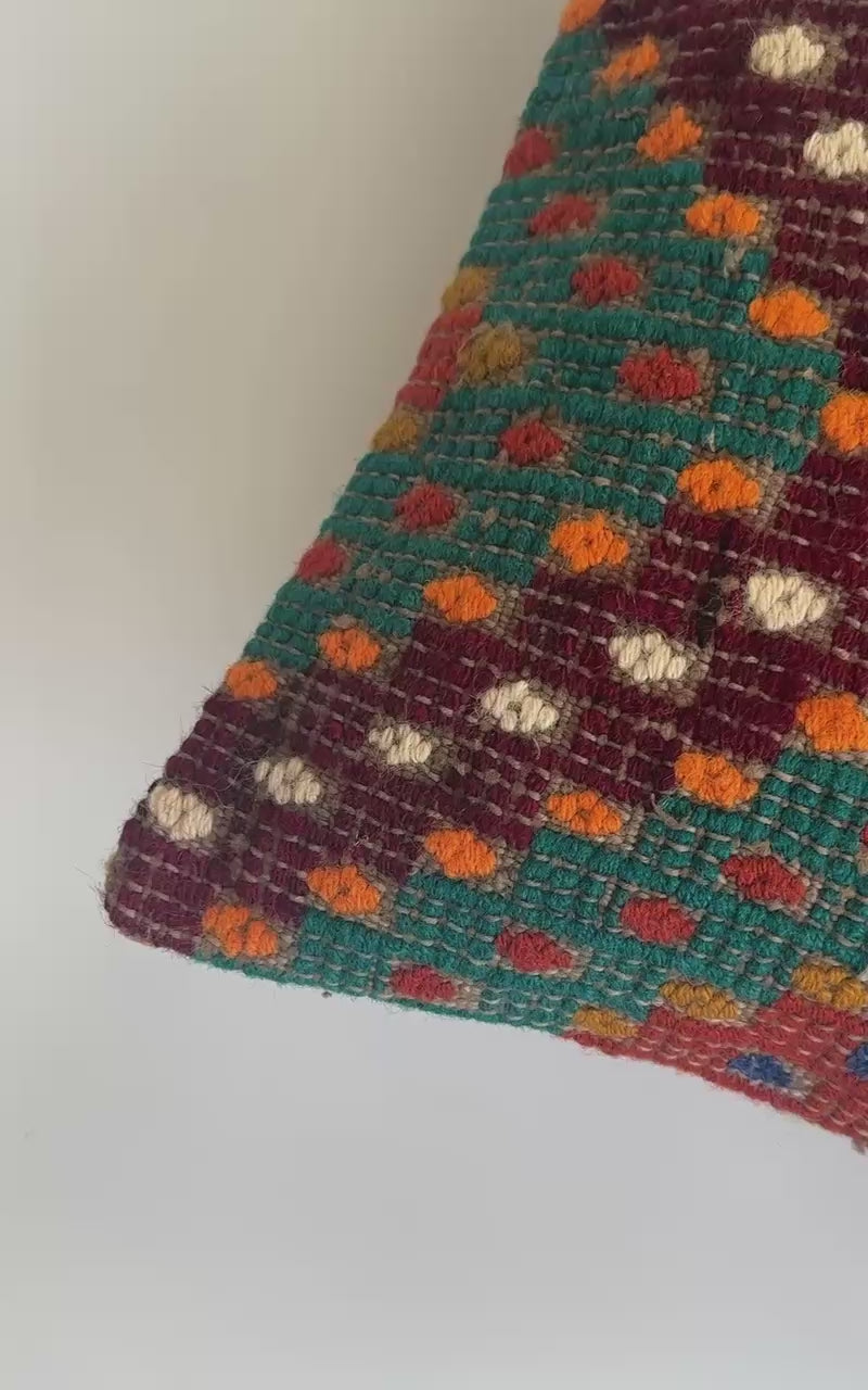 Handmade Multicolour Turkish Rug Cushion Cover 18''x18'' / 44x44 CM