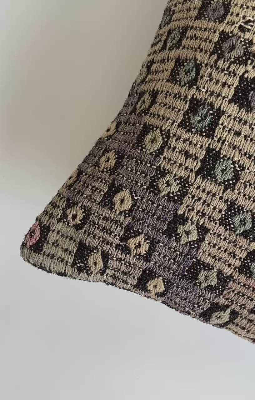 Handmade Multicolour Turkish Rug Cushion Cover 18''x18'' / 45x44 CM