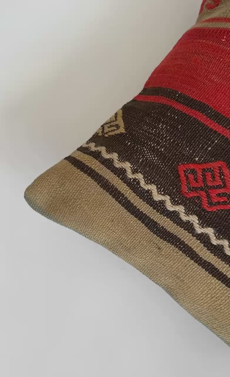 Handmade Multicoloured Turkish Cushion Cover 16''x16'' / 41x41 CM