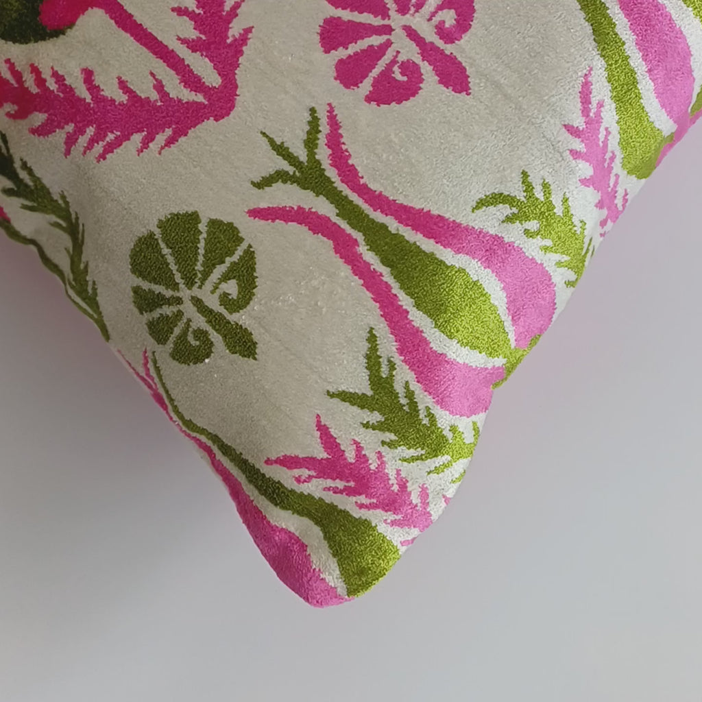 Pink Silk Velvet Tulip Cushion Cover 16''x16'' / 40x40 CM