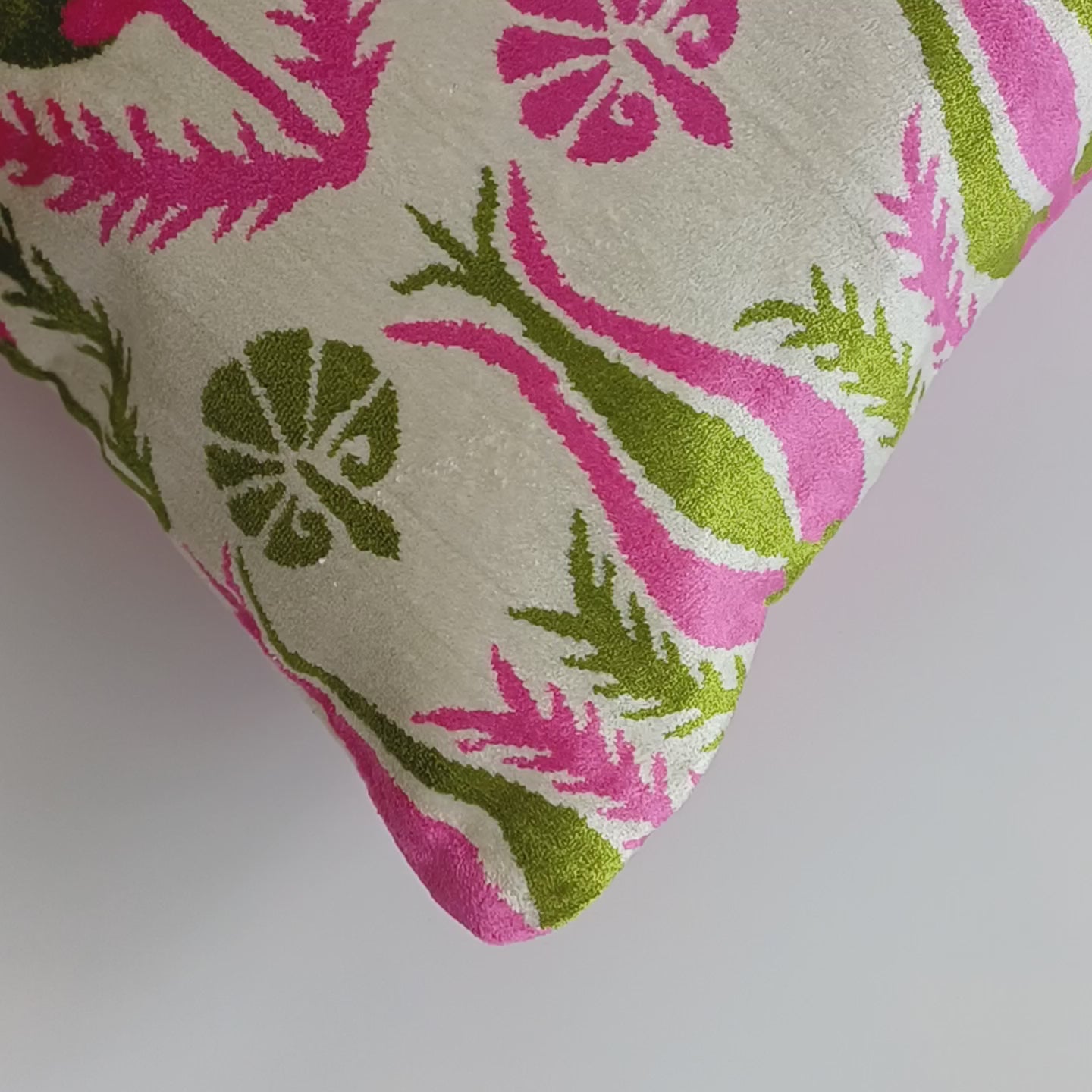 Pink Silk Velvet Tulip Cushion Cover 16''x16'' / 40x40 CM