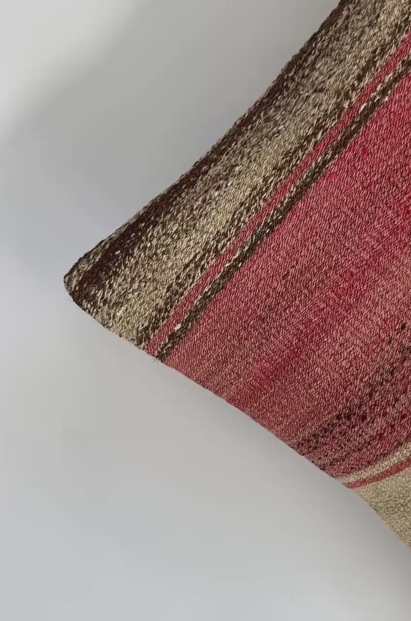 Handmade Multicoloured Striped Turkish Cushion Cover 16''x16'' / 41x41 CM