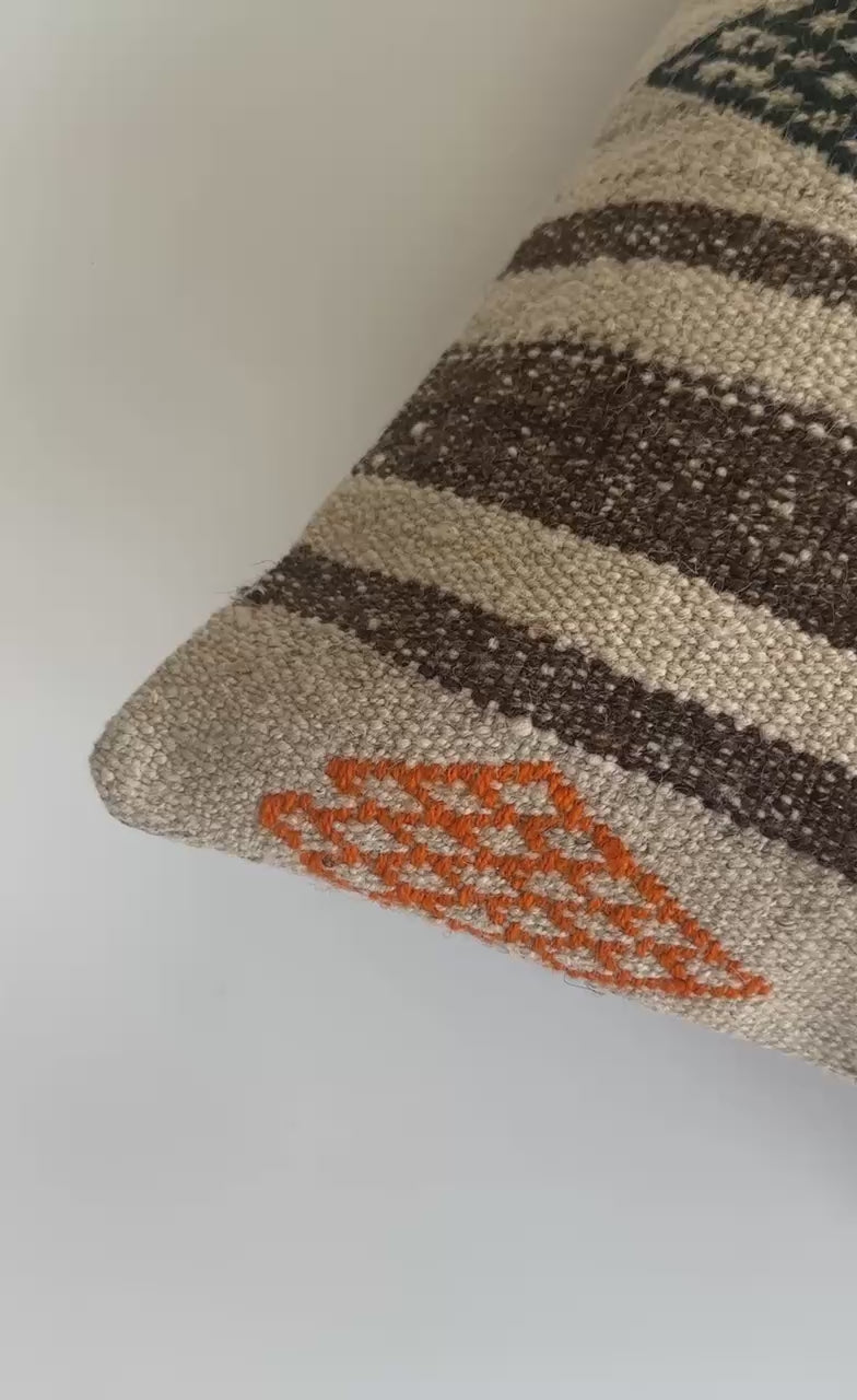 Handmade Multicolour Turkish Rug Cushion Cover 18''x18'' / 45x44 CM