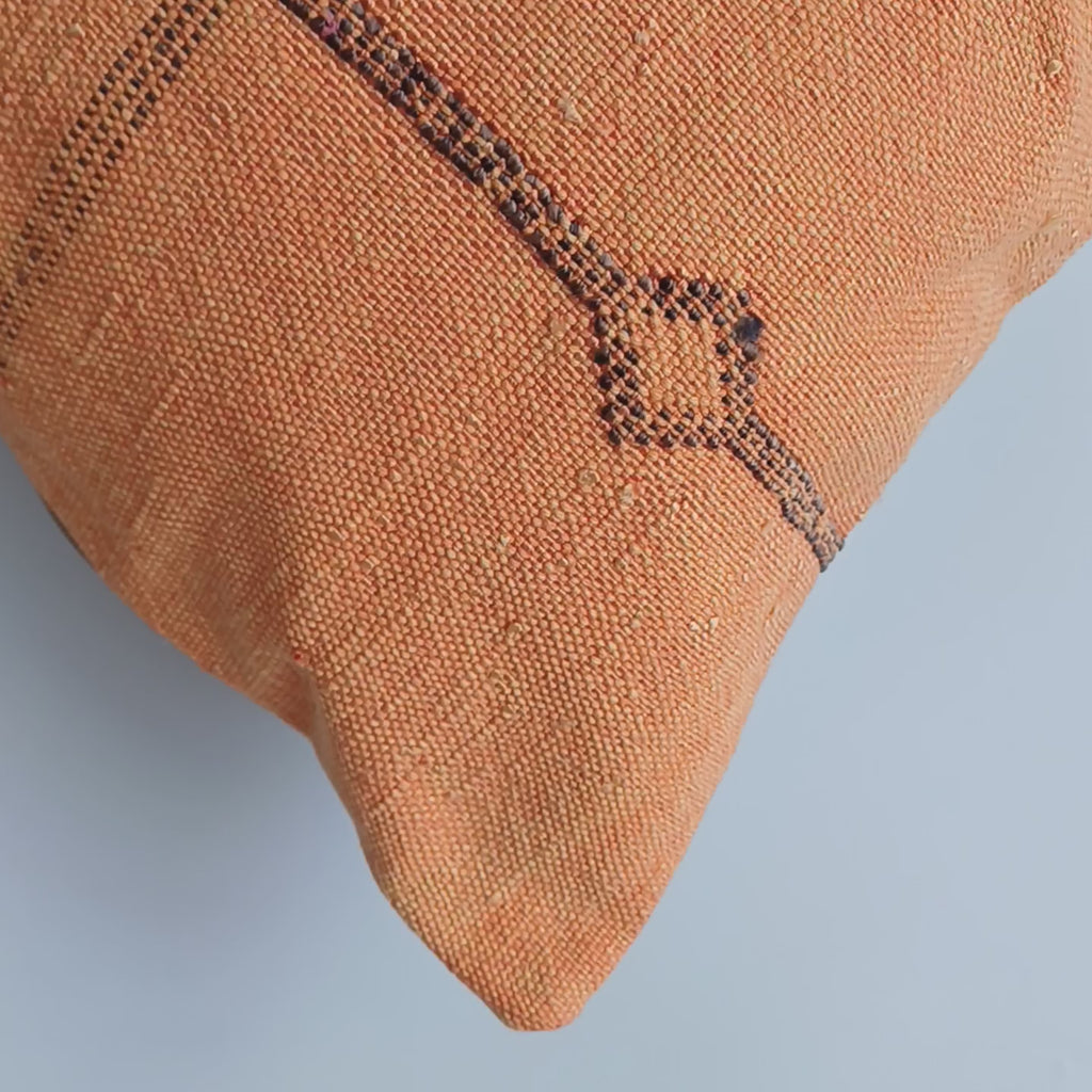 Moroccan Handmade Sunset Orange Cactus Silk Cushion Cover 20''x20'' / 50x50 CM