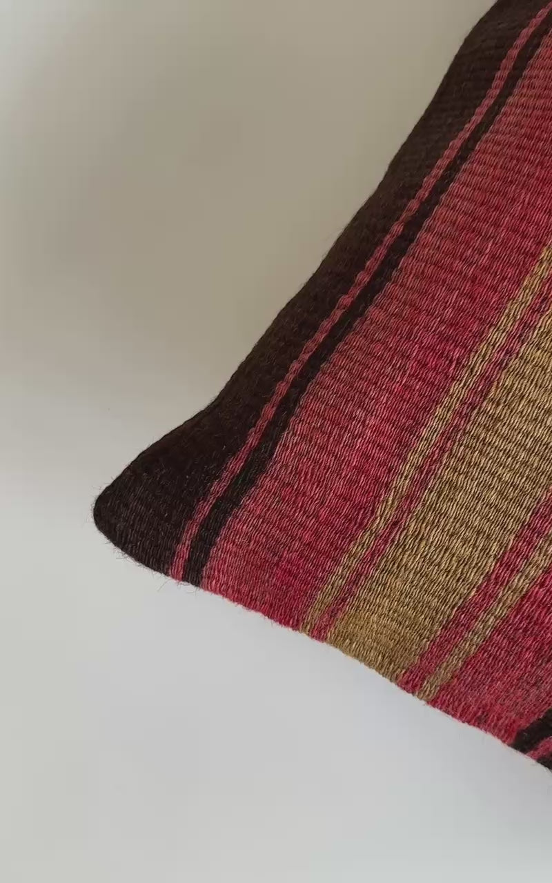 Handmade Striped Multicolour Turkish Rug Cushion Cover 18''x18'' / 45x44 CM