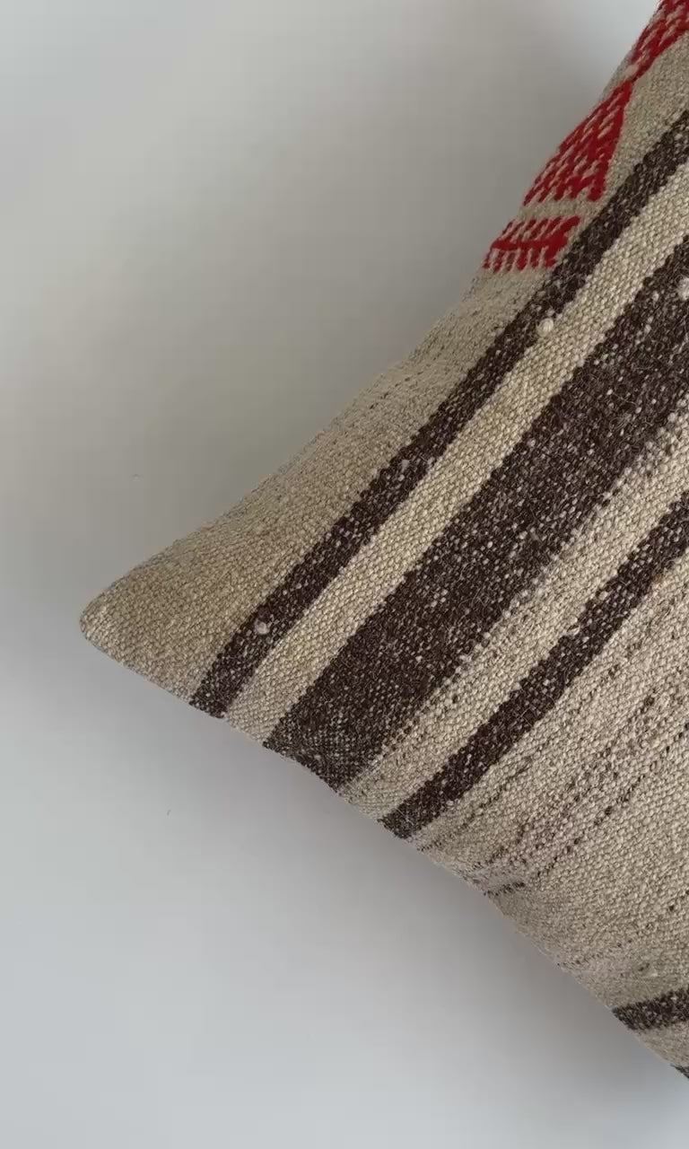 Handmade Multicolour Striped Turkish Rug Cushion Cover 18''x18'' / 46x46 CM