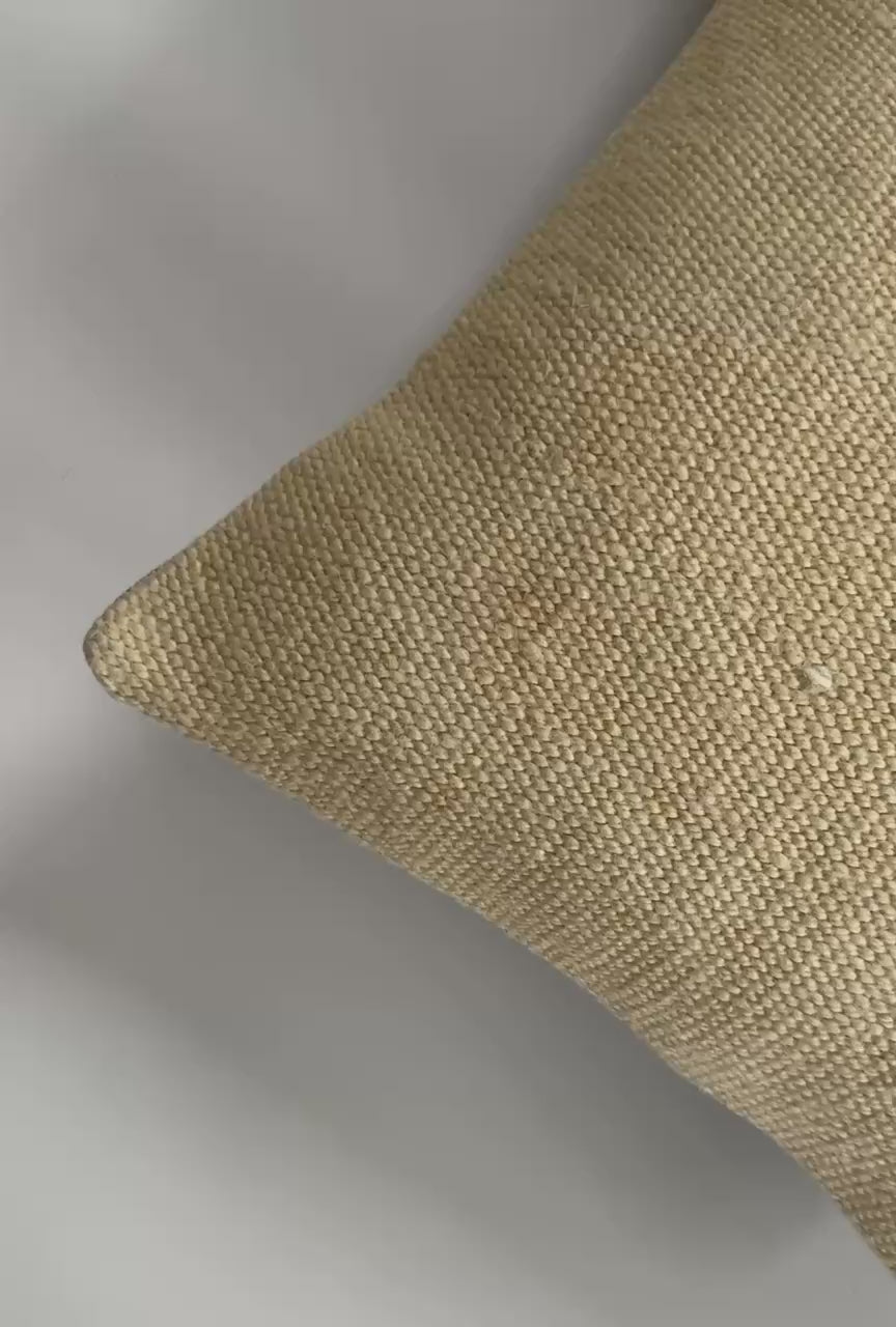 Handmade Textured Cream Turkish Cushion Cover 16''x16'' / 41x40 CM