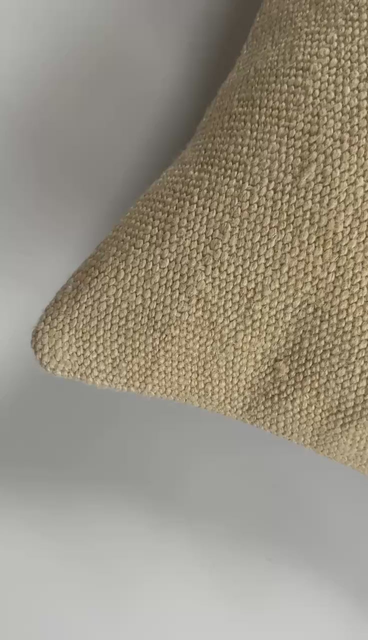 Handmade Textured Cream Turkish Cushion Cover 16''x16'' / 40x40 CM