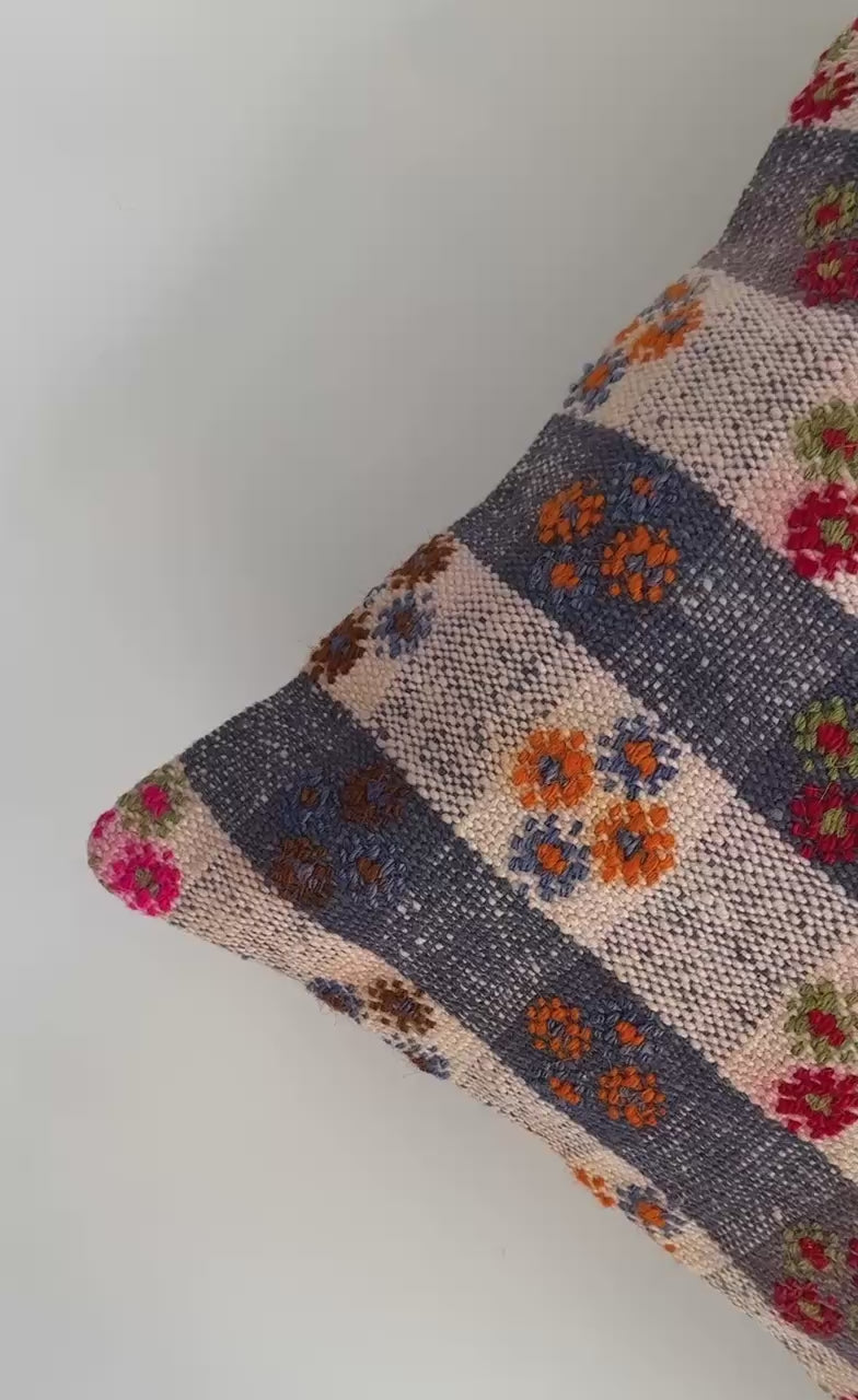 Handmade Chintamani Multicolour Turkish Rug Cushion Cover 18''x18'' / 45x44 CM