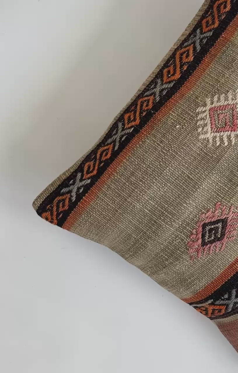 Handmade Tribal Turkish Rug Cushion Cover 16''x16'' / 41x40 CM