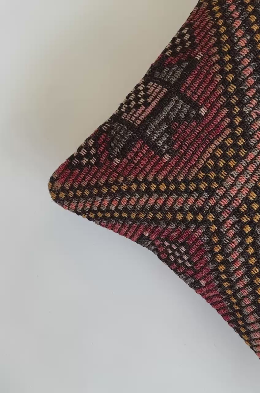 Handmade Multicoloured Turkish Cushion Cover 16''x16'' / 41X40 CM