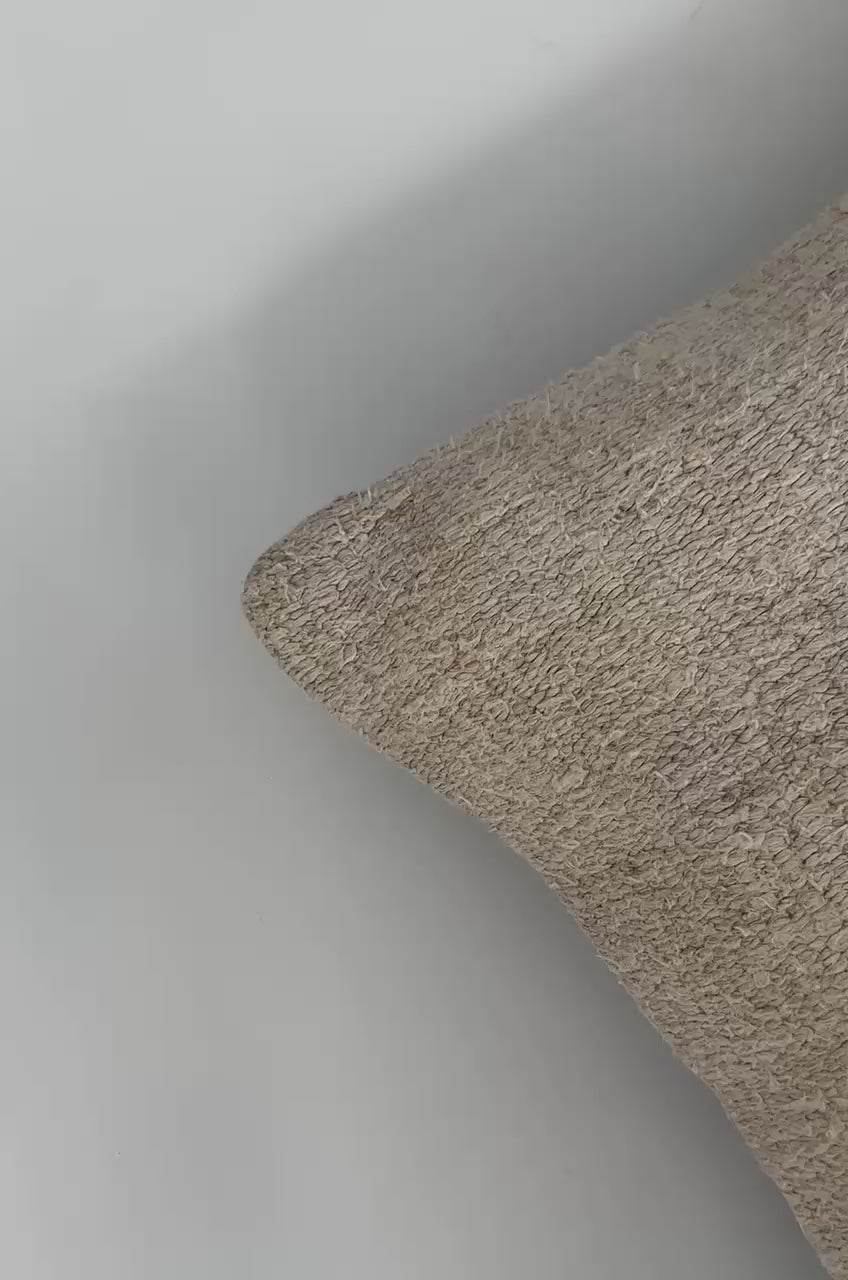 Handmade Textured Cream Turkish Cushion Cover 16''x16'' / 41x40 CM