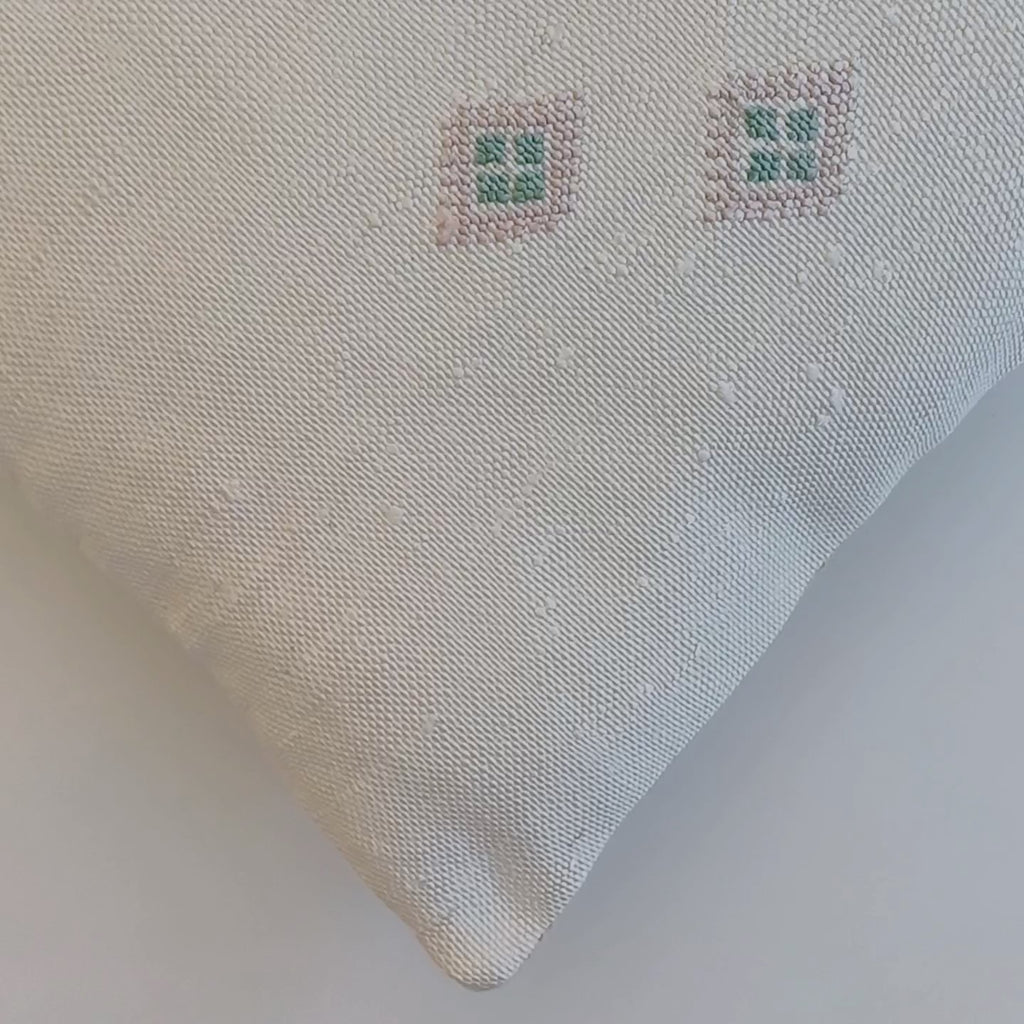 Moroccan Handmade Cream White Cactus Silk Cushion Cover 20''x20'' / 50x50 CM