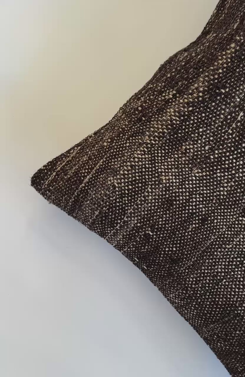 Textured Charcoal Turkish Rug Cushion Cover 16''x16'' / 42x41 CM