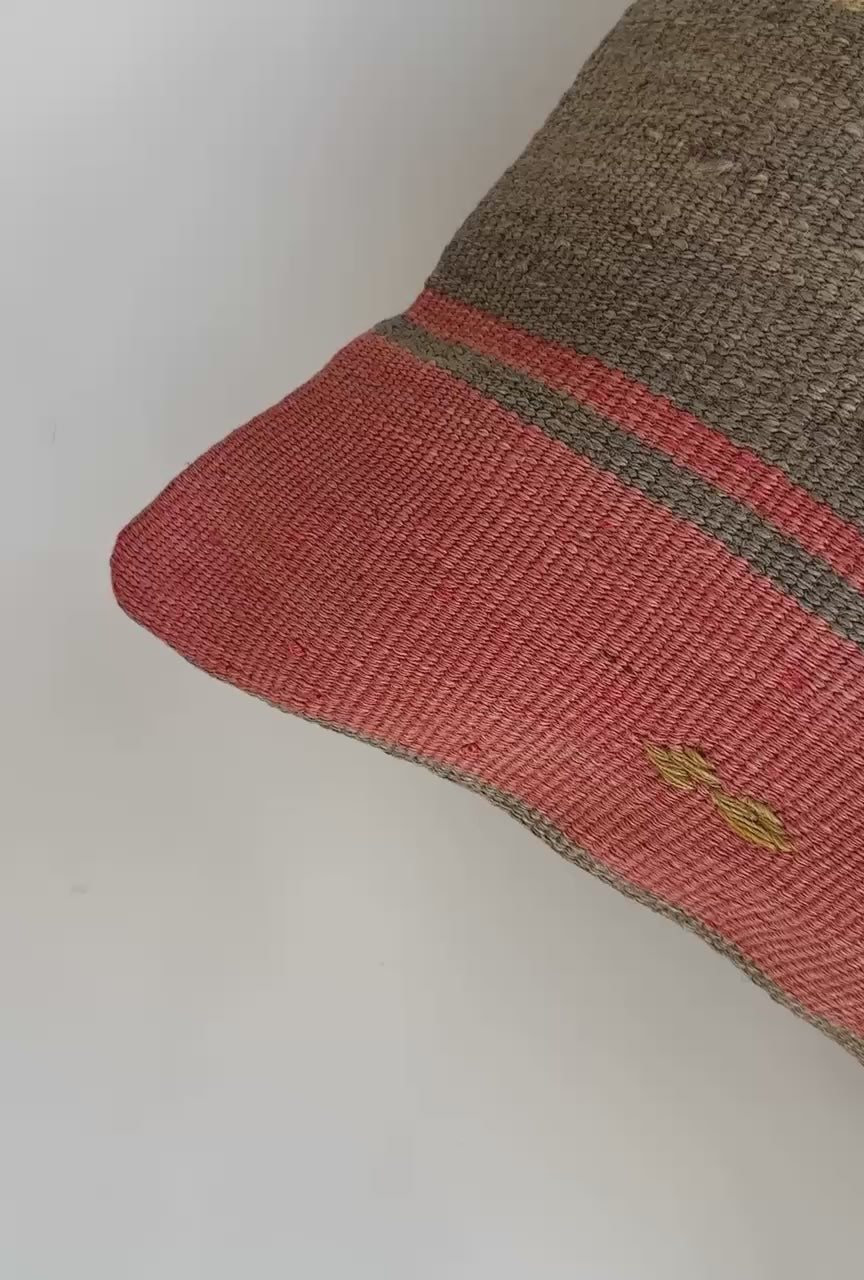 Handmade Striped Multicolour Turkish Rug Cushion Cover 18''x18'' / 45x45 CM