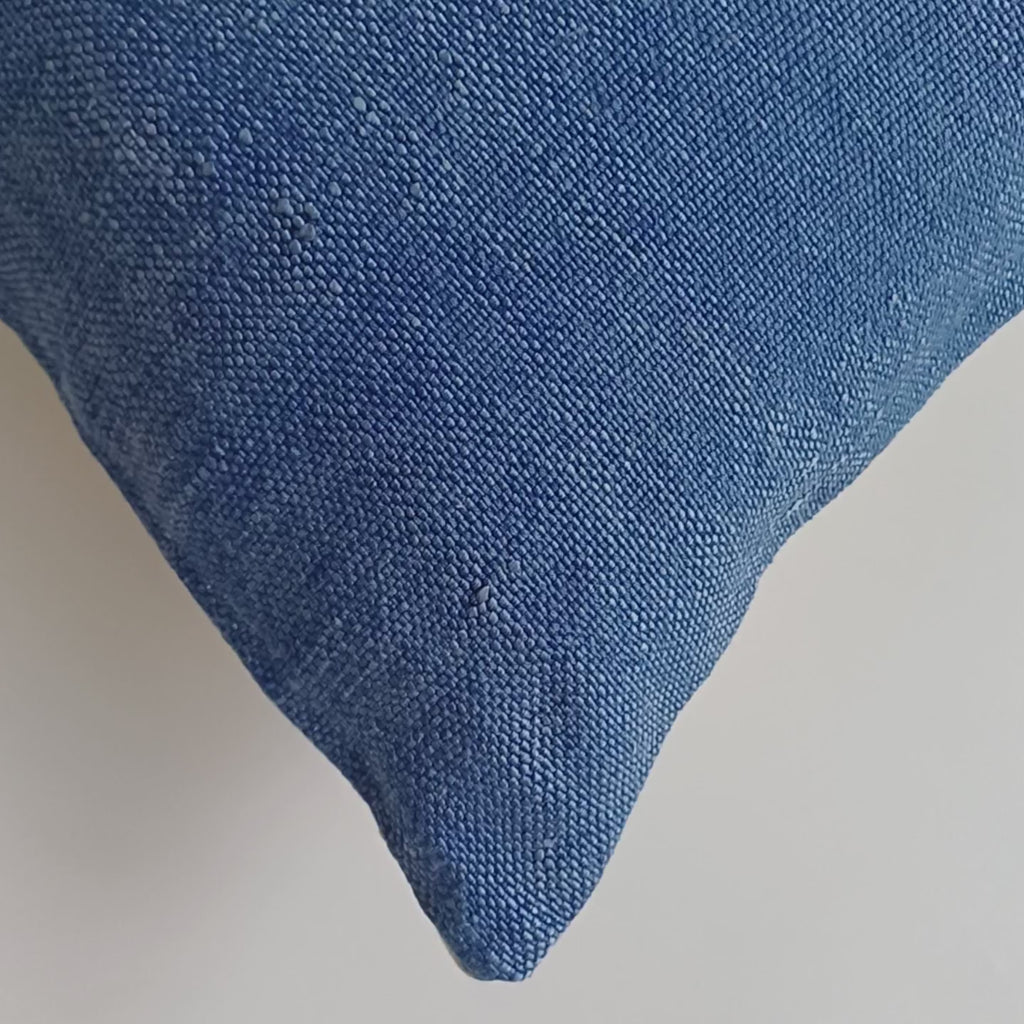 Moroccan Handmade Royal Blue Cactus Silk Cushion Cover 20''x20'' / 50x50 CM