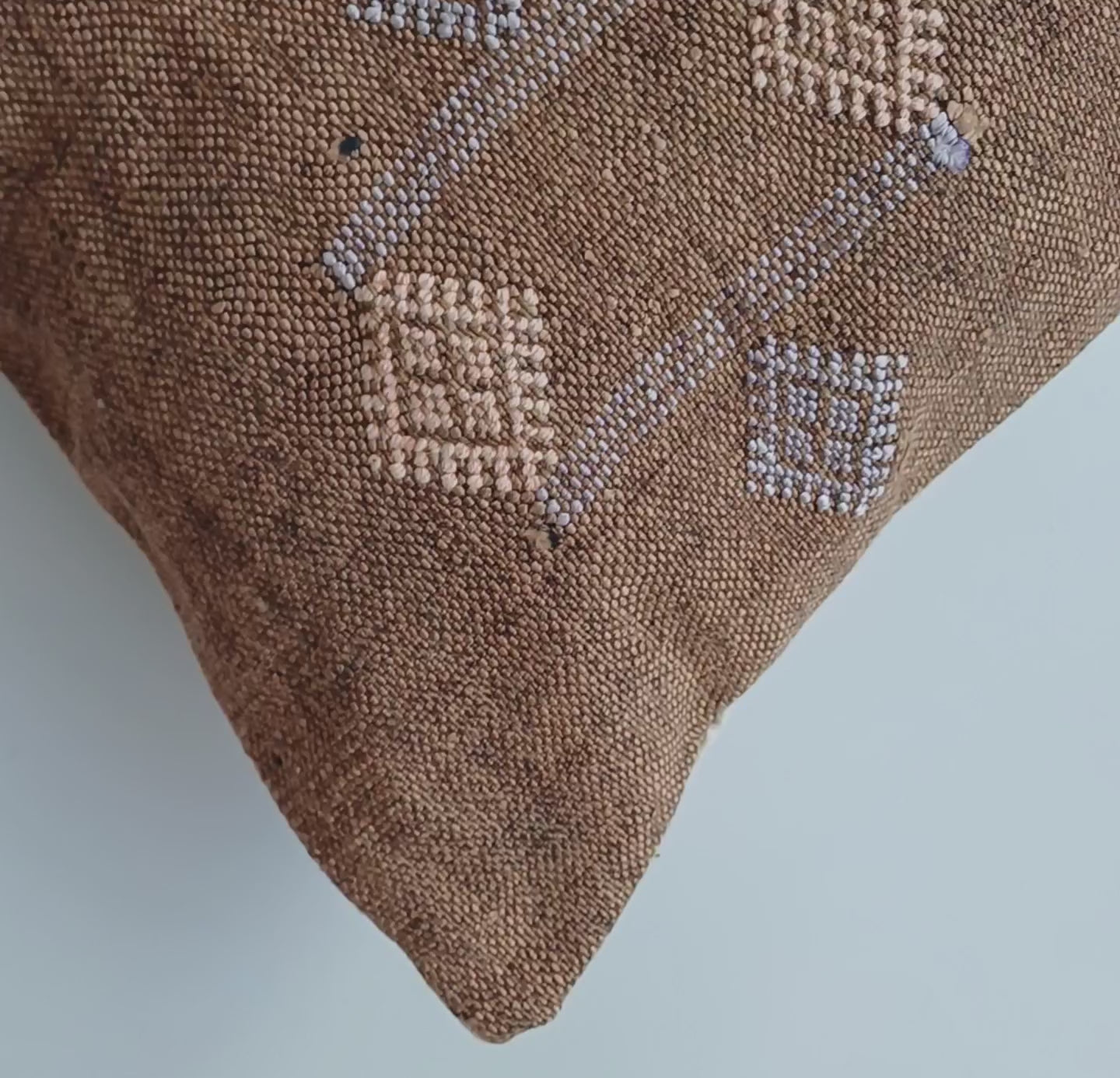 Moroccan Handmade Brown Cactus Silk Cushion Cover 20''x20'' / 50x50 CM