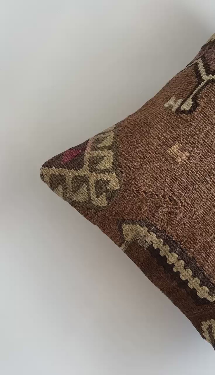 Handmade Multicolour Turkish Rug Cushion Cover 18''x18'' / 46x45 CM