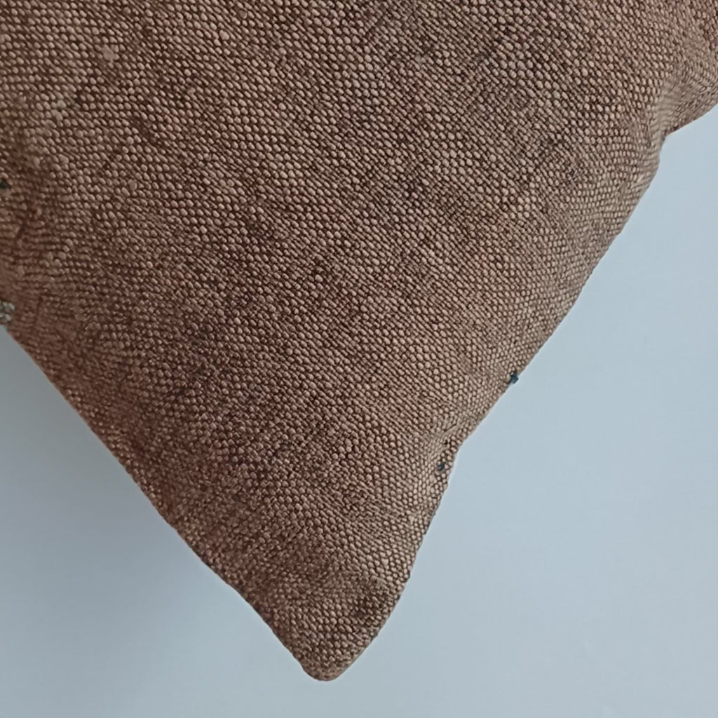 Moroccan Handmade Brown Cactus Silk Cushion Cover 20''x20'' / 50x50 CM