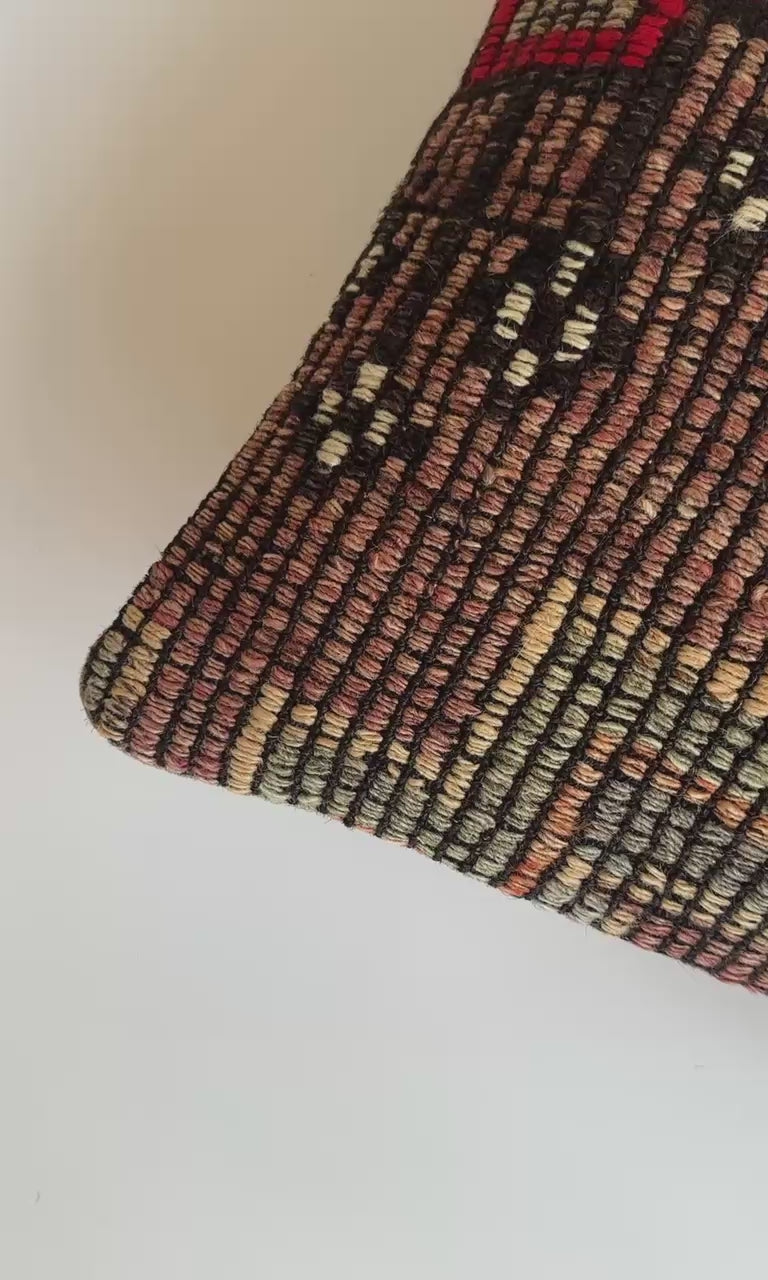 Handmade Multicoloured Turkish Cushion Cover 16''x16'' / 40x39 CM