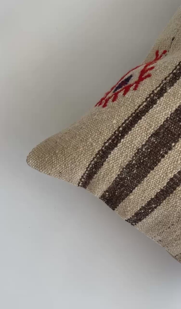 Handmade Textured Grey Turkish Rug Cushion Cover 18''x18'' / 45x44 CM